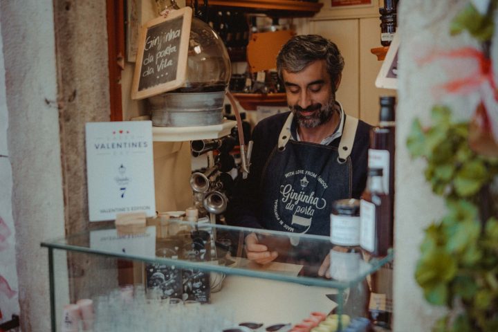 a person standing in a kitchen