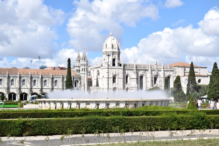 a castle on top of Jerónimos Monastery