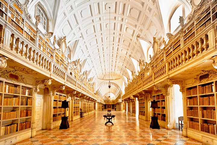 a tall building in a library