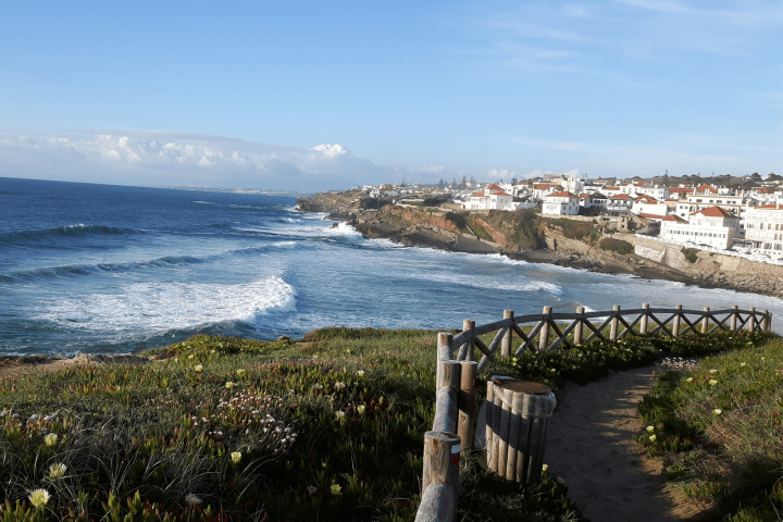 a wooden bench overlooking a body of water