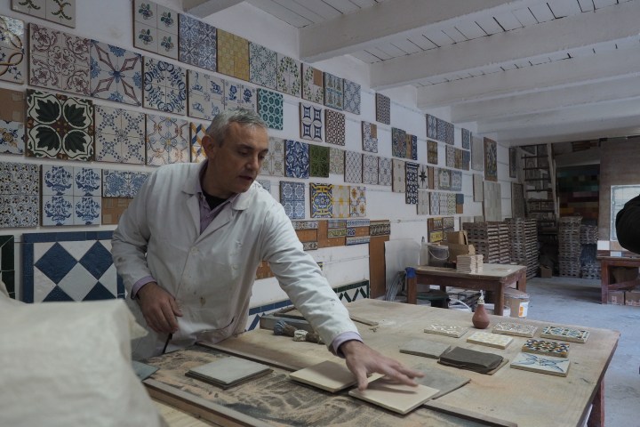 a person sitting on a table
