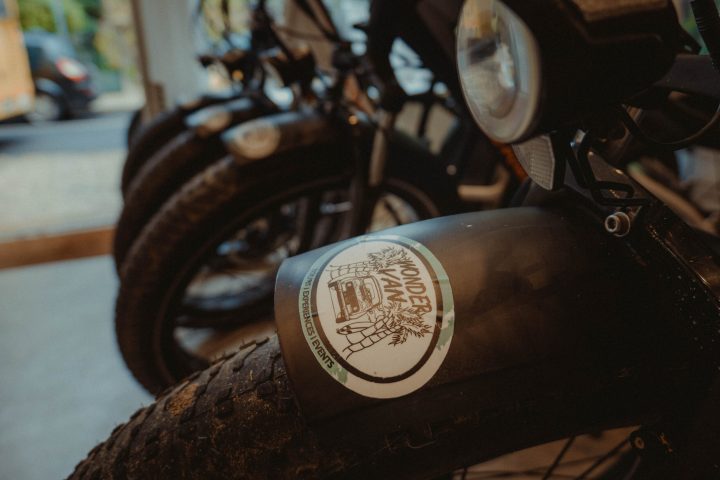 a close up of a motorcycle mirror