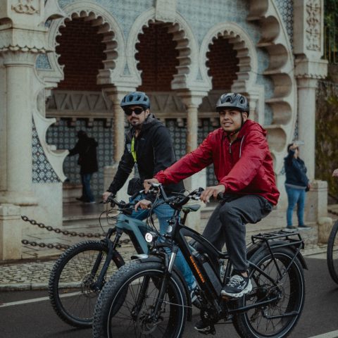 Cycling through the Historic Center of Sintra on an Electric Bike.